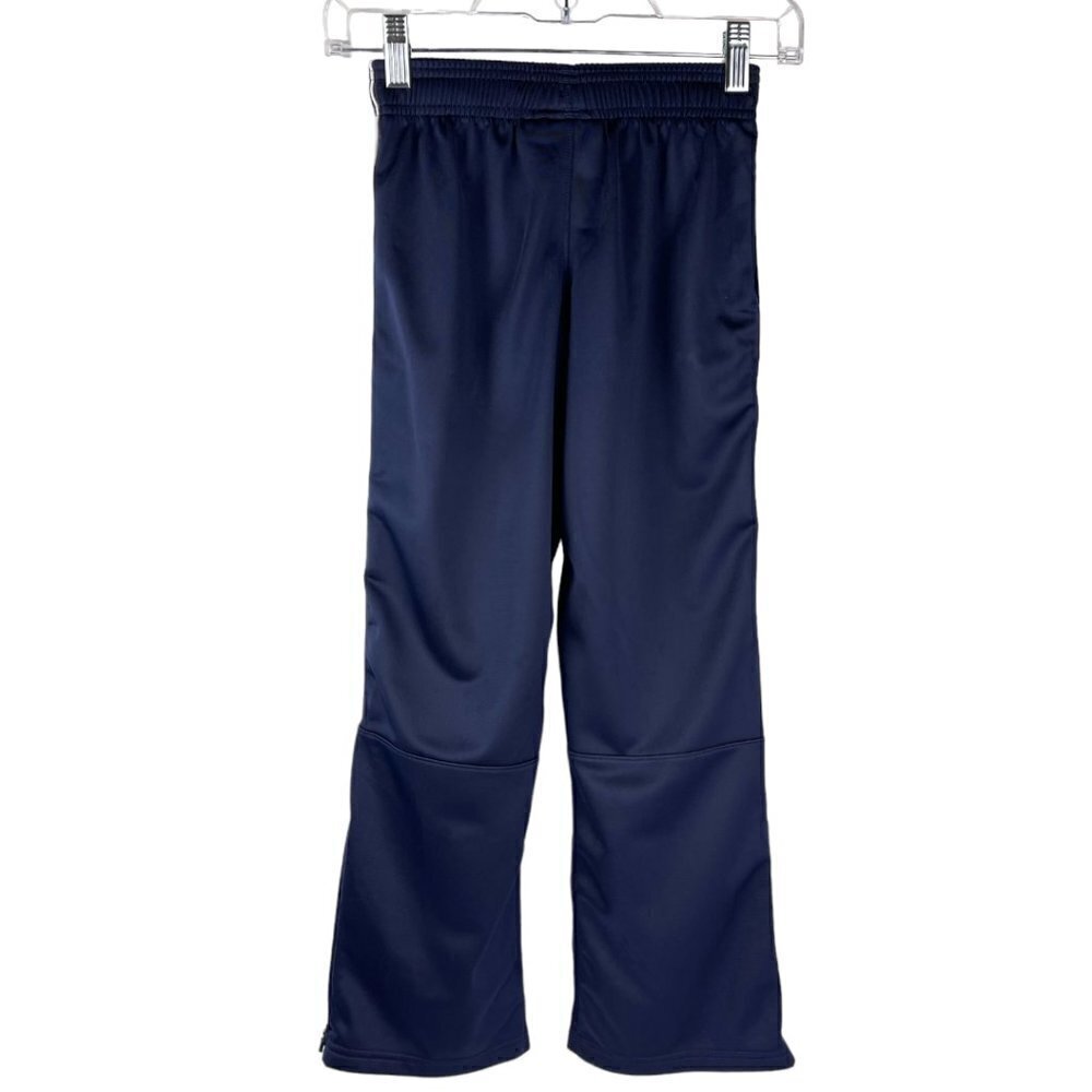 Under Armour Loose Track Pants Girl Navy Blue Size S #16 Zipper Legs - Picture 3 of 10